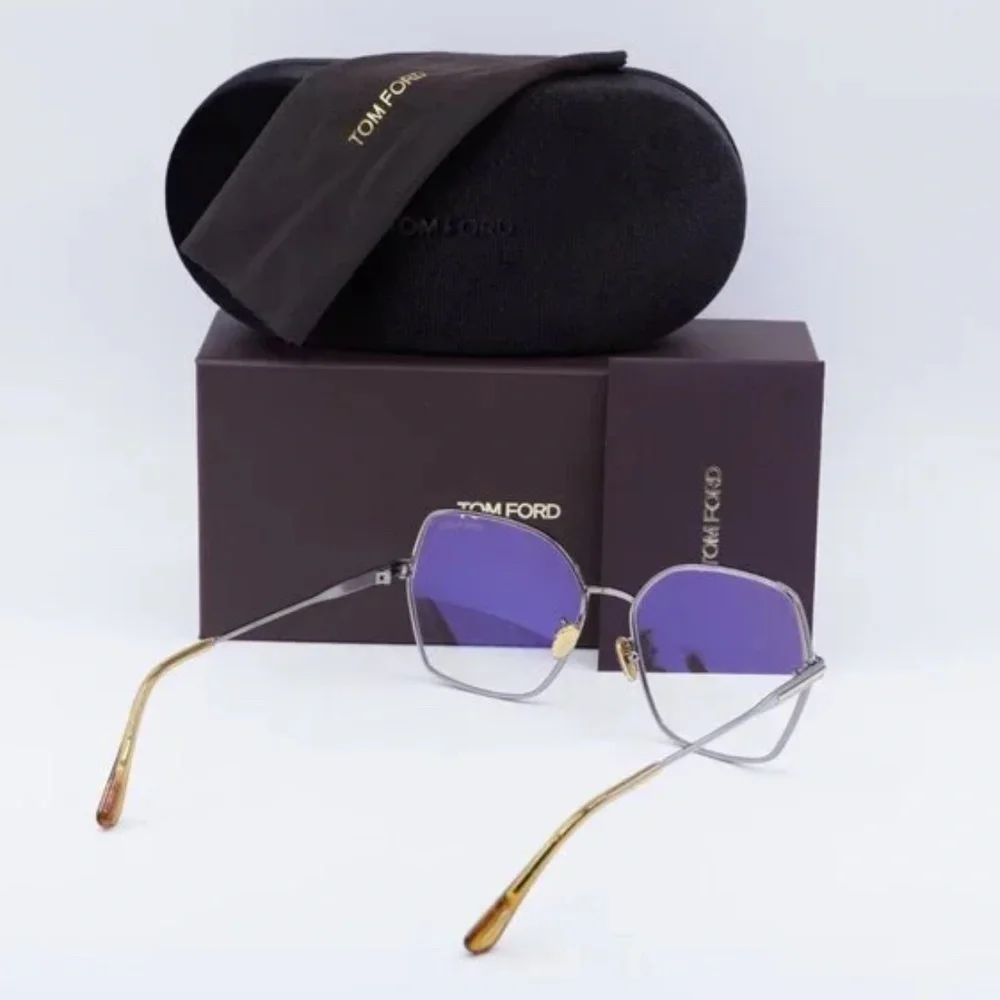 NWT Tom Ford FT5876-B Light Ruthenium Oversized 56mm Eyeglasses